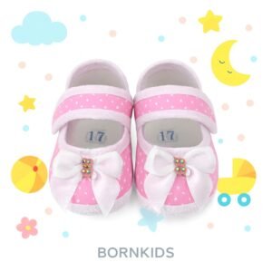 Sapatinho Luxo Baby Rosa C/ Bolinhas