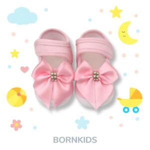 Sapatinho Luxo Rosa Bebê c/ Laço