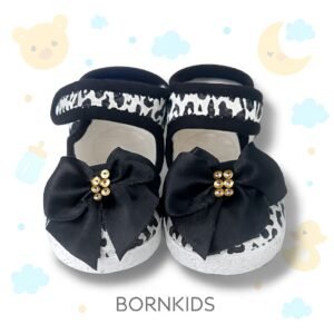 Sapatinho Luxo baby Black and White C/ Laço