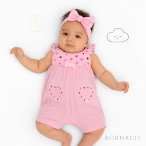 Macacão Romper Corações Pink