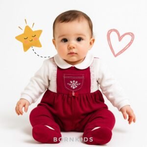 Macacão Longo Luxo 100% Algodão Bordado c/ Laço