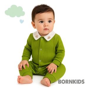 Macacão Canelado Premium Bordado Verde Musgo