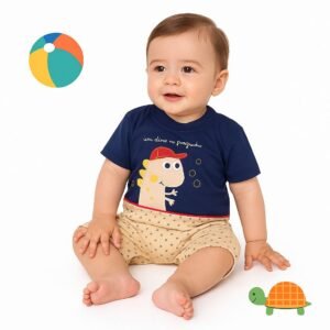 Macacão Curto Bicolor Dino