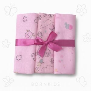 Trio Cueiro Flanelado Algodão Rosa Estampado