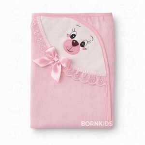 Toalha Fralda Carinha Bordada Rosa Bebê