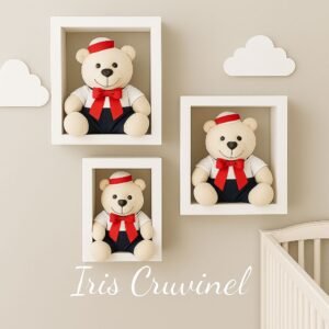 Trio de Urso de Pelúcia Anti-Alérgica Vermelho