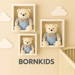 Trio de Urso de Pelúcia Anti-Alérgica Azul