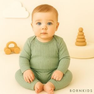 Conjunto Canelado ML 2 Peças (Body + Calça) Verde