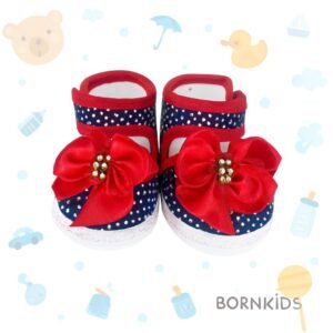 Sapatinho Luxo baby Preto, vermelho e bolinha c/ Laço