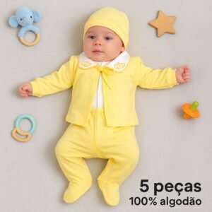 Conjunto Pagã Gola Piquê (5 peças) Amarelo