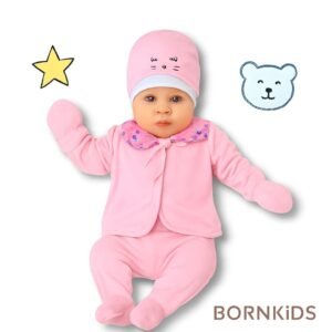 Conjunto Pagã Touca Bordada (5 peças) Rosa Claro