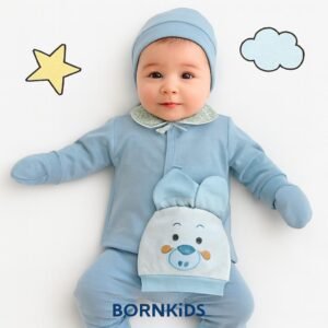 Conjunto Pagã Touca Bordada (5 peças) Azul