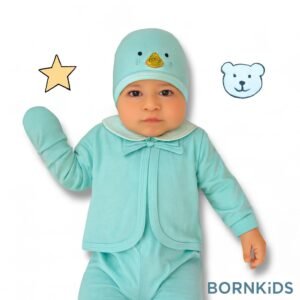 Conjunto Pagã Touca Bordada (5 peças) Azul claro