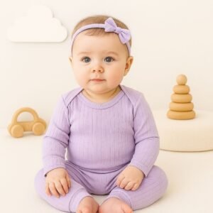 Conjunto Canelado ML 2 Peças (Body + Calça) Lilás